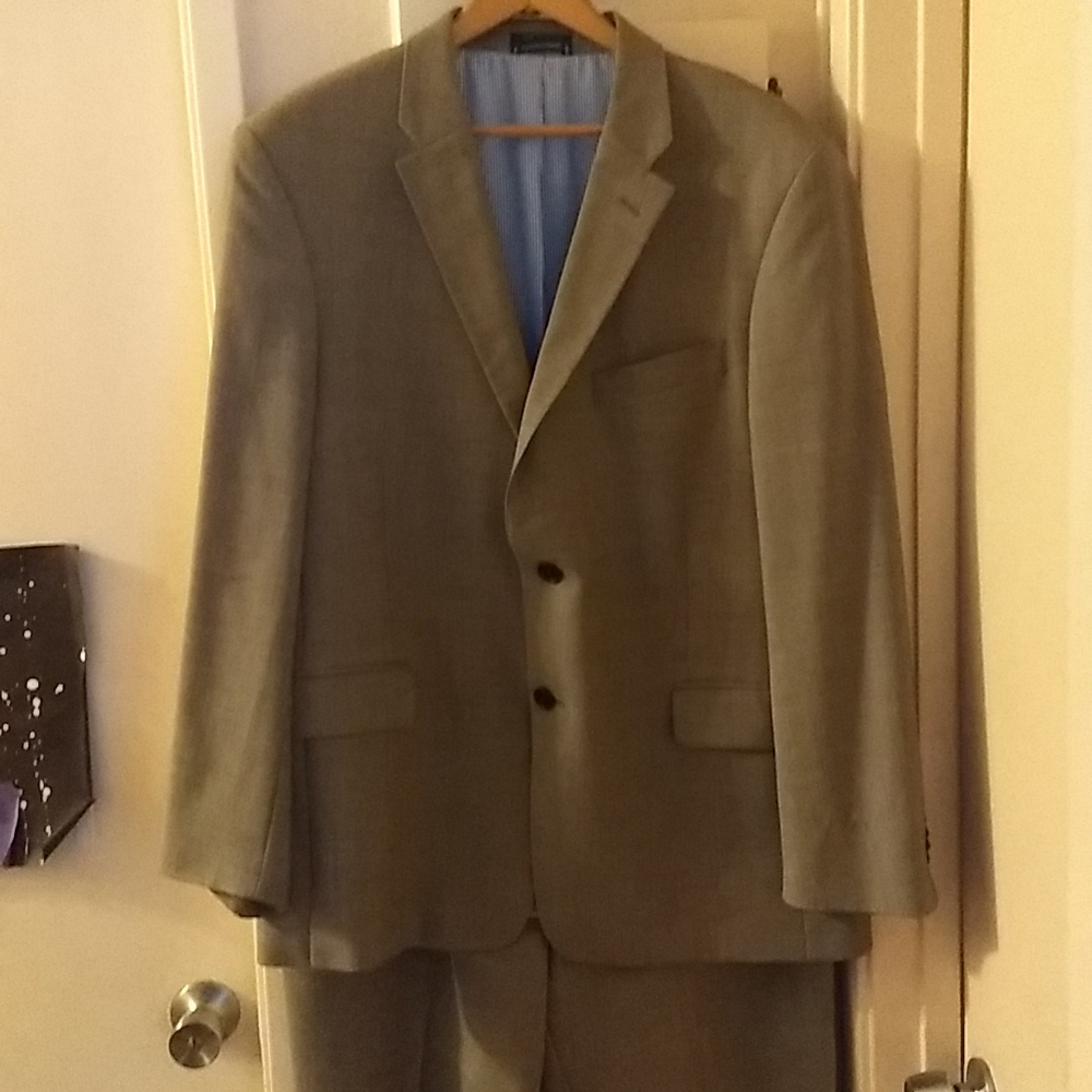 Men's gray suit.